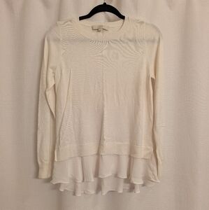 LOFT cream layered look sweater Small